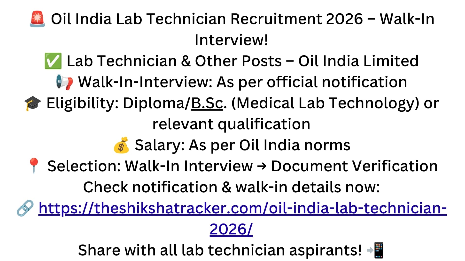 Oil India Limited Lab Technician Recruitment 2026